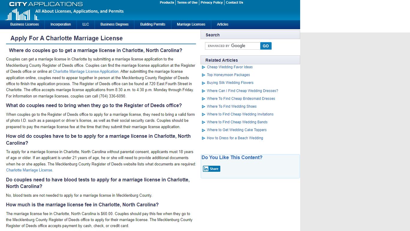 Apply For A Charlotte Marriage License - CityApplications.com